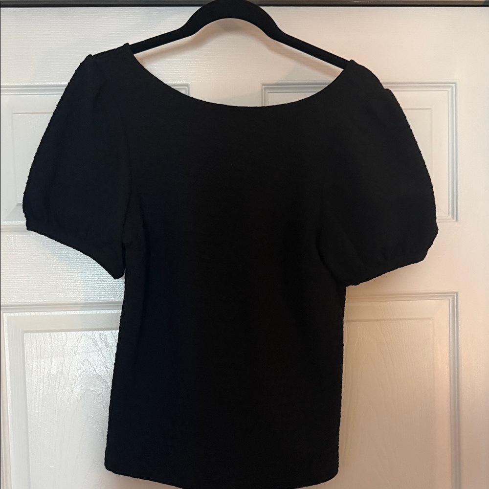 Anthropologie Black Puff Sleeve Blouse